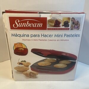 Sunbeam Mini Pie Maker Red FPSBPMM980 Bakes 4 Personal Pies Non-Stick Plates